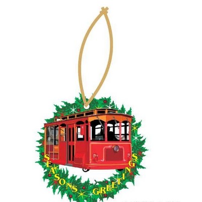 Cable Car Executive Wreath Ornament w/ Mirrored Back (8 Square Inch)