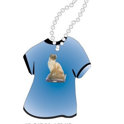 American Curl Cat Promotional T Shirt Key Chain w/ Black Back (4 Square Inch)