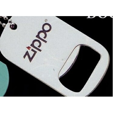 Zinc Dog Tag Bottle Opener W/ Chain