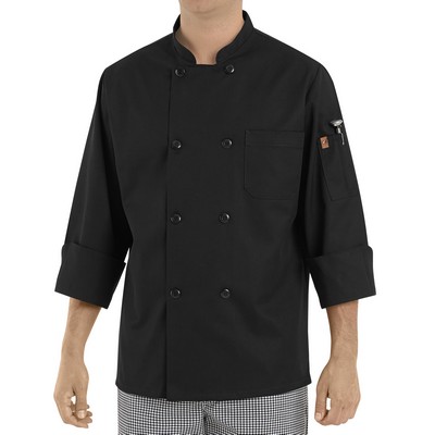 Red Kap® Eight Pearl Button Black Chef Coat