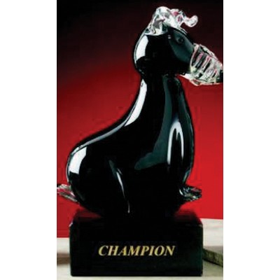 8.25" Hand Blown Glass Black Dog Award