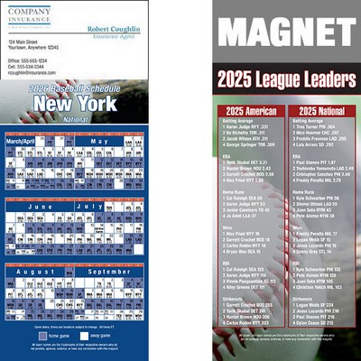 New York (National) Pro Baseball Schedule Magnet (3 1/2"x8 1/2")