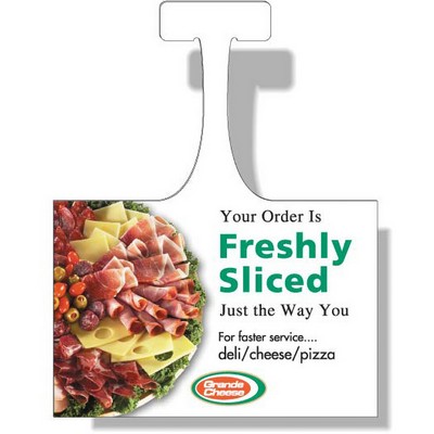 .010 White Gloss Plastic Shelf Dangler, 4"x6" Rectangle, Full Color