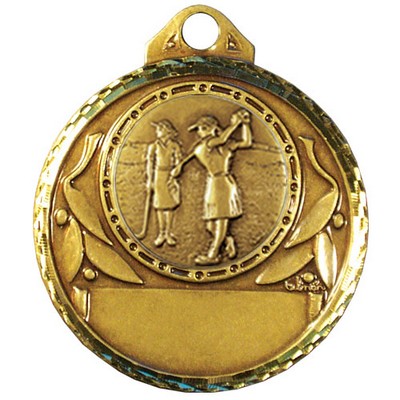 Stock Diamond Struck 2" Medal- Golf Female