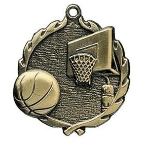Medal, "Basketball" Wreath - 2 1/2" Dia.