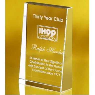 Vertical Baldwin Crystal Award - Small (Screened)