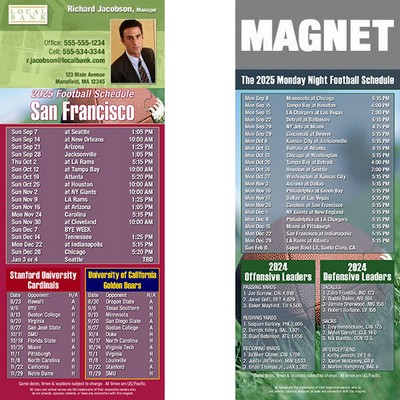 San Francisco Pro Football Schedule Magnet (3 1/2"x8 1/2")