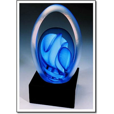 Madonna Pearl Art Glass Sculpture w/ Marble Base (3.5"x7")
