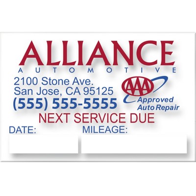 Service Reminder Sticker - Static Cling (1½"x2¼") - Full Color
