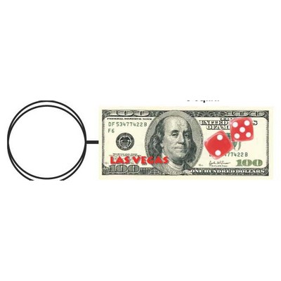 Las Vegas Dice $100 Bill Key Chain w/Clear Mirrored Back (10 Square Inch)
