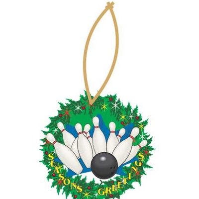 Bowling Strike Promotional Wreath Ornament w/ Black Back (3 Square Inch)