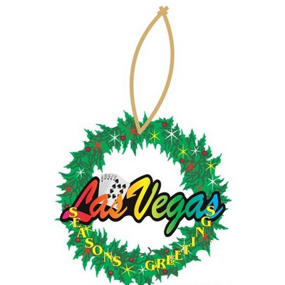 Las Vegas w/ Royal Flush on Wreath Ornament w/ Black Back (10 Square Inch)