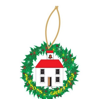 School House Executive Wreath Ornament w/ Mirrored Back (3 Square Inch)