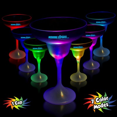10 Oz. LED Margarita Glass w/White Stem and Frosted Top