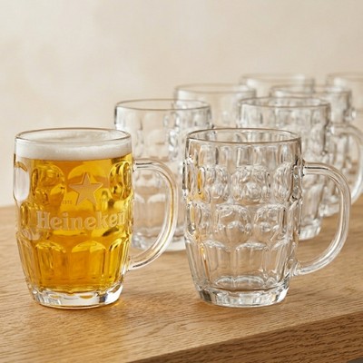 20 oz Glass Barrel Beer Mug (Deep Etch)