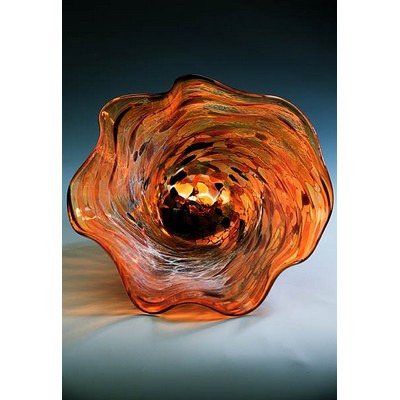 Sunset Beach Art Glass Bowl w/ Marble Base (8.5"x6.5")