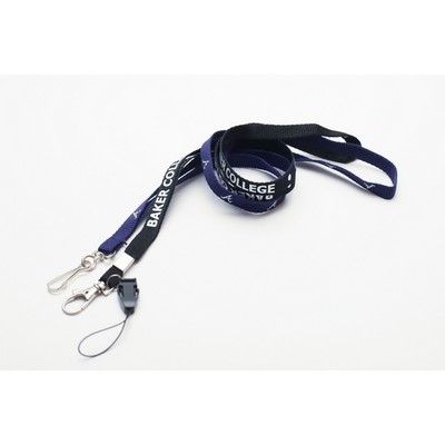 3/8" Wide Woven Lanyard w/Metal Bean & One Standard Attachment