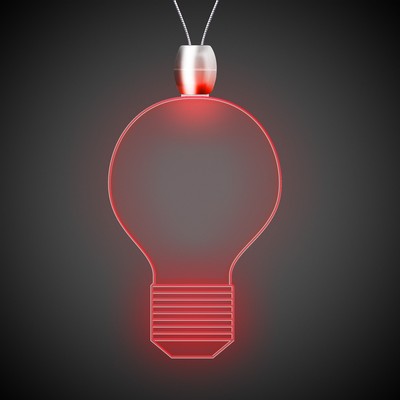24" Red Light Bulb Light-Up Pendant Necklace(Pad Print)