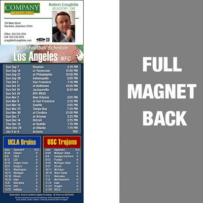 Los Angeles Pro Football Schedule Vinyl Magnet (3 1/2"x8 1/2")