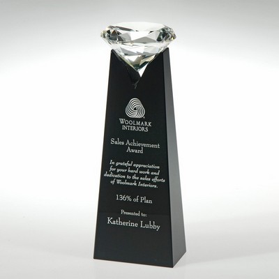 8" Rising Diamond Black Crystal Award