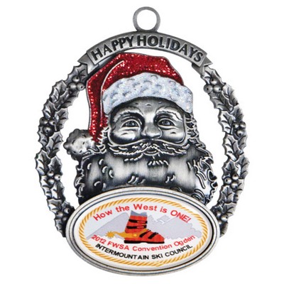 QUIKTURN Full Color Santa Wreath 3D Holiday Ornament - 5 Day Production