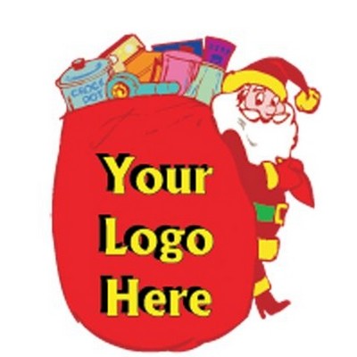Santa's Toy Bag Round Metal Photo Magnet (2 1/2")