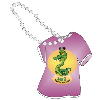 Chinese New Year T Shirt Promotional Key Chain w/ Black Back (8 Square Inch)