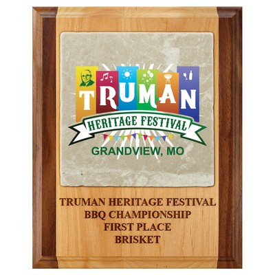 Red Alder & Walnut Plaque w/Tumbled Stone Tile (8"x10")