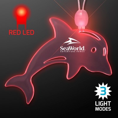 Acrylic Dolphin Shape Necklace with Red LED - PRINTED