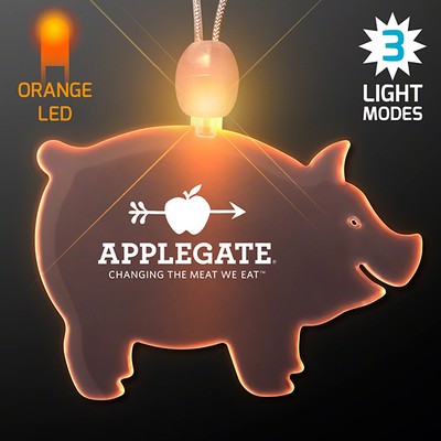 Acrylic Pig Shape Necklace with Amber LED - PRINTED