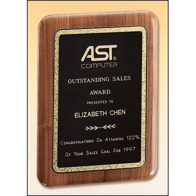 American Walnut Plaque with Florentine Plate, 9 x 12"