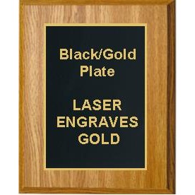 Oak Plaque 10-1/2" x 13" - Black/Gold 8-1/2" x 11" Plate