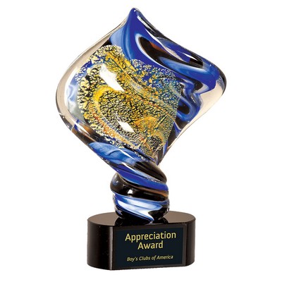 Diamond Twist Art Glass Award 11"H