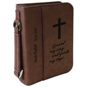 Book Cover with Handle & Zipper, Dark Brown Faux Leather, 6 3/4" x 9 1/4"
