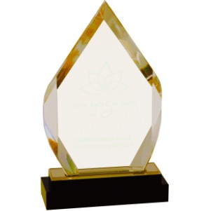 Fusion Diamond Acrylic Award with Crystal Base, Gold, 8"H