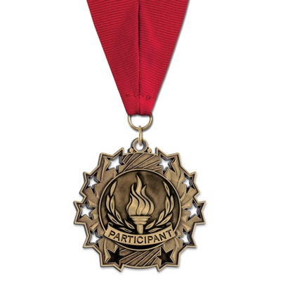 2¼" Participant TS Medal w/Grosgrain Neck Ribbon