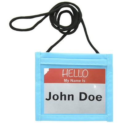 Light Blue Small Neck Wallet w/Adjustable Cord (4"x3")