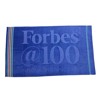 40" x 70", 24 lb., Siesta Stripe Color Velour Beach Towel (Embroidered)