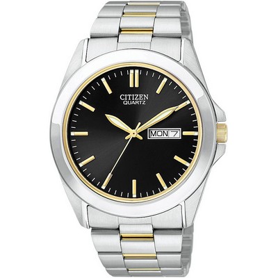 Citizen® Men's Quartz Two-Tone Stainless Steel Watch W/ Black Dial