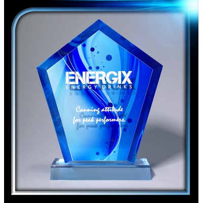 Executive Series Blue Pentagon Award w/Base (7"x8"x3/4")