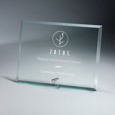 Premium Horizontal Jade Glass Tablet with Metal Stand (6"x8")