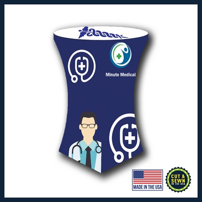 30" Top x 42" High Hemmed Round Stretch Table Throw - Dye Sublimation - Made in the USA