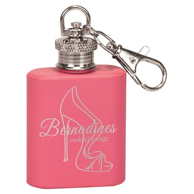 1oz Pink Stainless Steel Flask Keychain