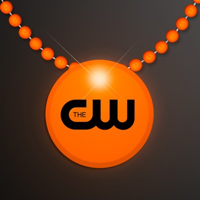 Orange LED Circle Badge with Beads - PRINTED