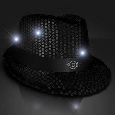 Sequin Black Flashing Fedoras with Black Bands - PRINTED