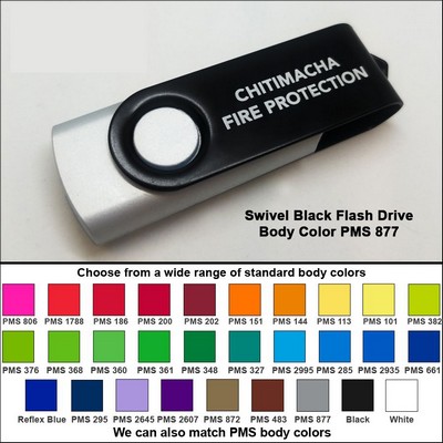 Swivel Black Flash Drive - 8 GB Memory - Body PMS 877