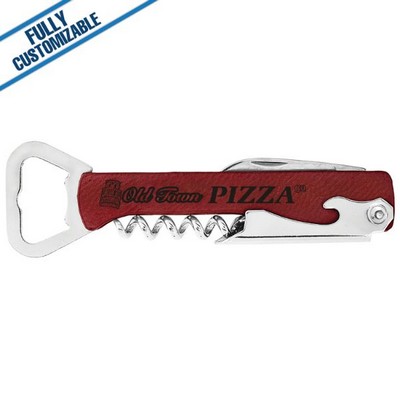 Red Leatherette - Corkscrew Bottle Opener