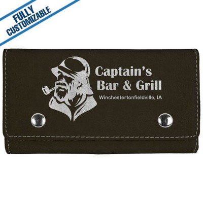 Black & Silver Leatherette - Card & Dice Set