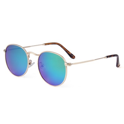 Sunglasses - Green Mirror Lenses - Gold Frames