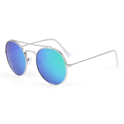 Sunglasses - Green Mirror Lenses - Silver Frames